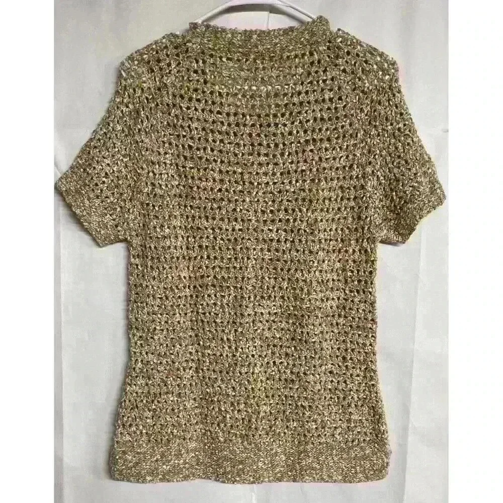Womens Cabi 196 Sorbet Open Knit Confetti Crochet Chunky Knit Sweater Top Medium